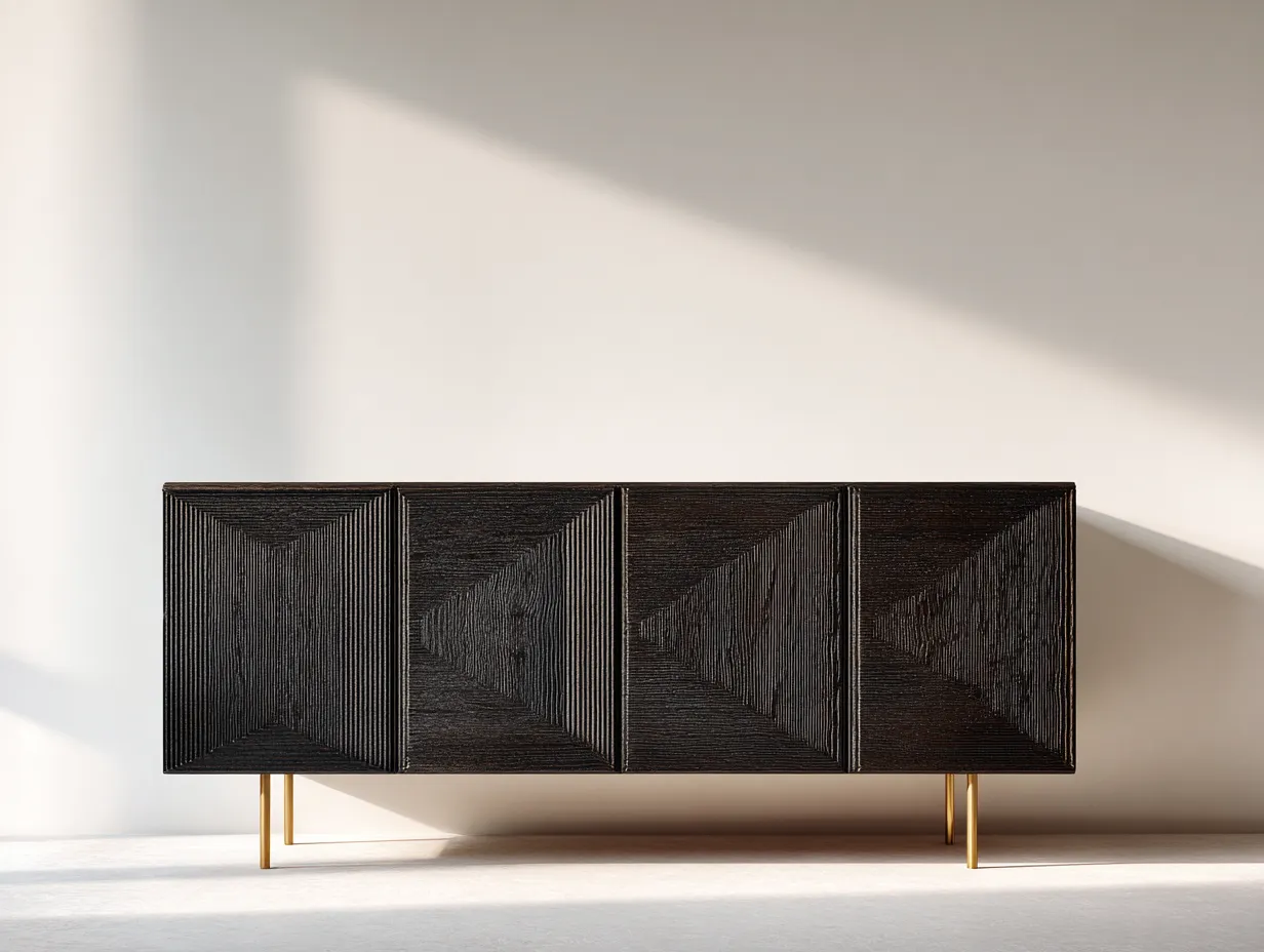 Mueble recibidor madera maciza 180x40x75 cm - negro - diseño moderno-Cocoroliving