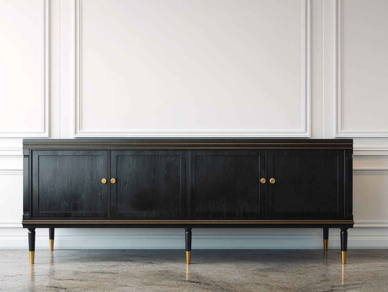Mueble recibidor madera 180x45x80 cm color negro con puertas almacenamiento diseño moderno-Cocoroliving