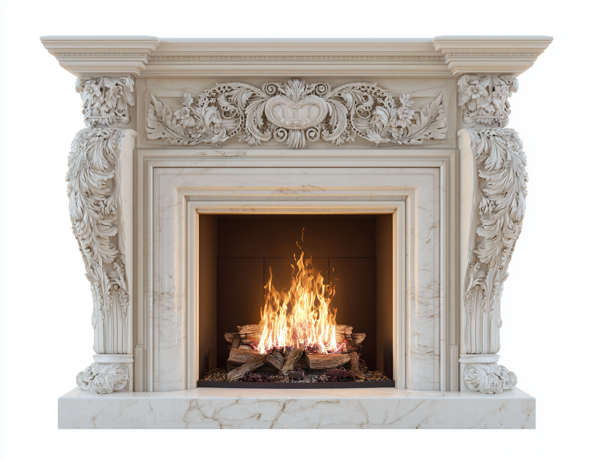 Chimeneas eléctricas piedra sintética 120x30x100 cm - blanco - efecto llama - diseño clásico-Cocoroliving