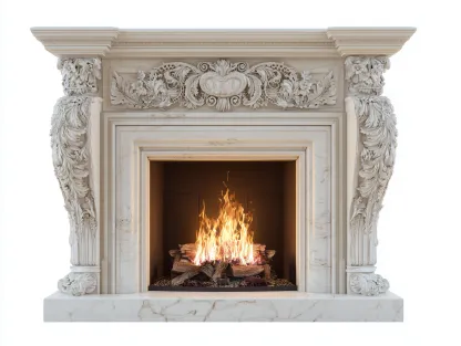 Chimeneas eléctricas piedra sintética 120x30x100 cm - blanco - efecto llama - diseño clásico-Cocoroliving