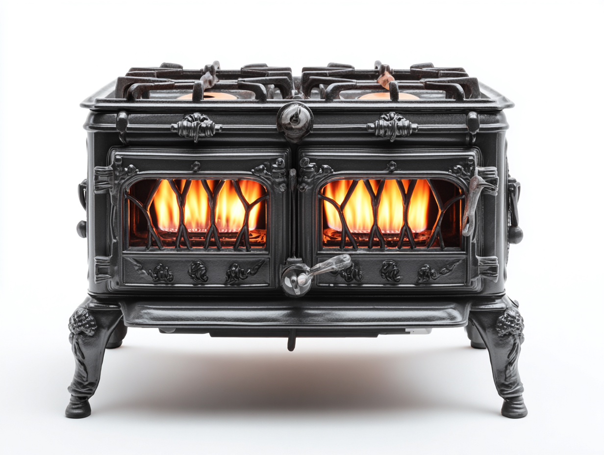 Chimeneas eléctricas hierro estilo clásico con efecto llama 80x40x55 cm negro para interior - diseño vintage-Cocoroliving