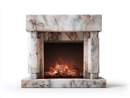 Chimeneas eléctricas efecto mármol con llama decorativa 110x35x95 cm beige para interior - diseño moderno-Cocoroliving