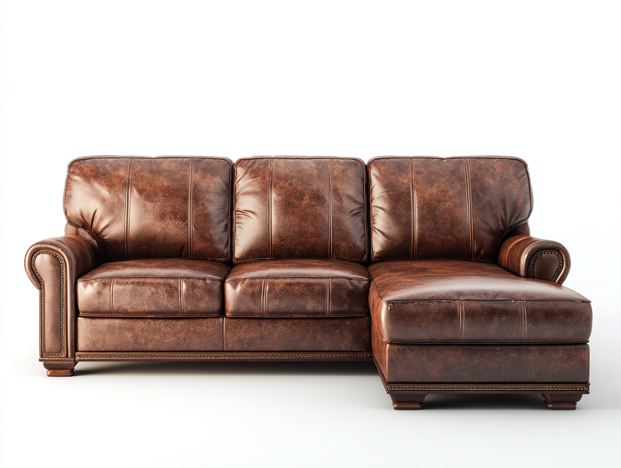 Sofás de esquina cuero sintético 230x160x90 cm - marrón - chaise longue - diseño clásico-Cocoroliving