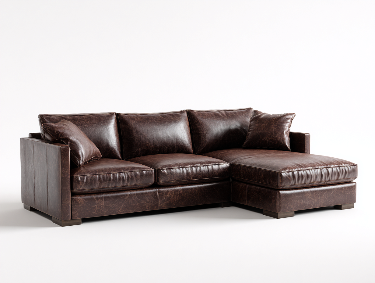 Sofás de esquina cuero sintético con chaise longue 220x160x85 cm - marrón - diseño moderno-Cocoroliving