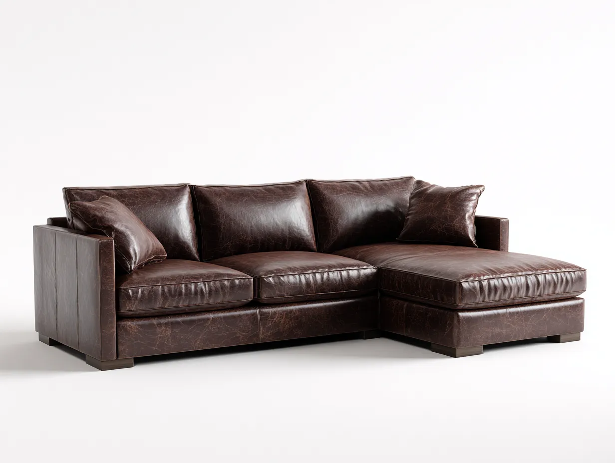 Sofás de esquina cuero sintético con chaise longue 220x160x85 cm - marrón - diseño moderno-Cocoroliving