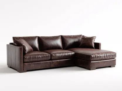 Sofás de esquina cuero sintético con chaise longue 220x160x85 cm - marrón - diseño moderno-Cocoroliving