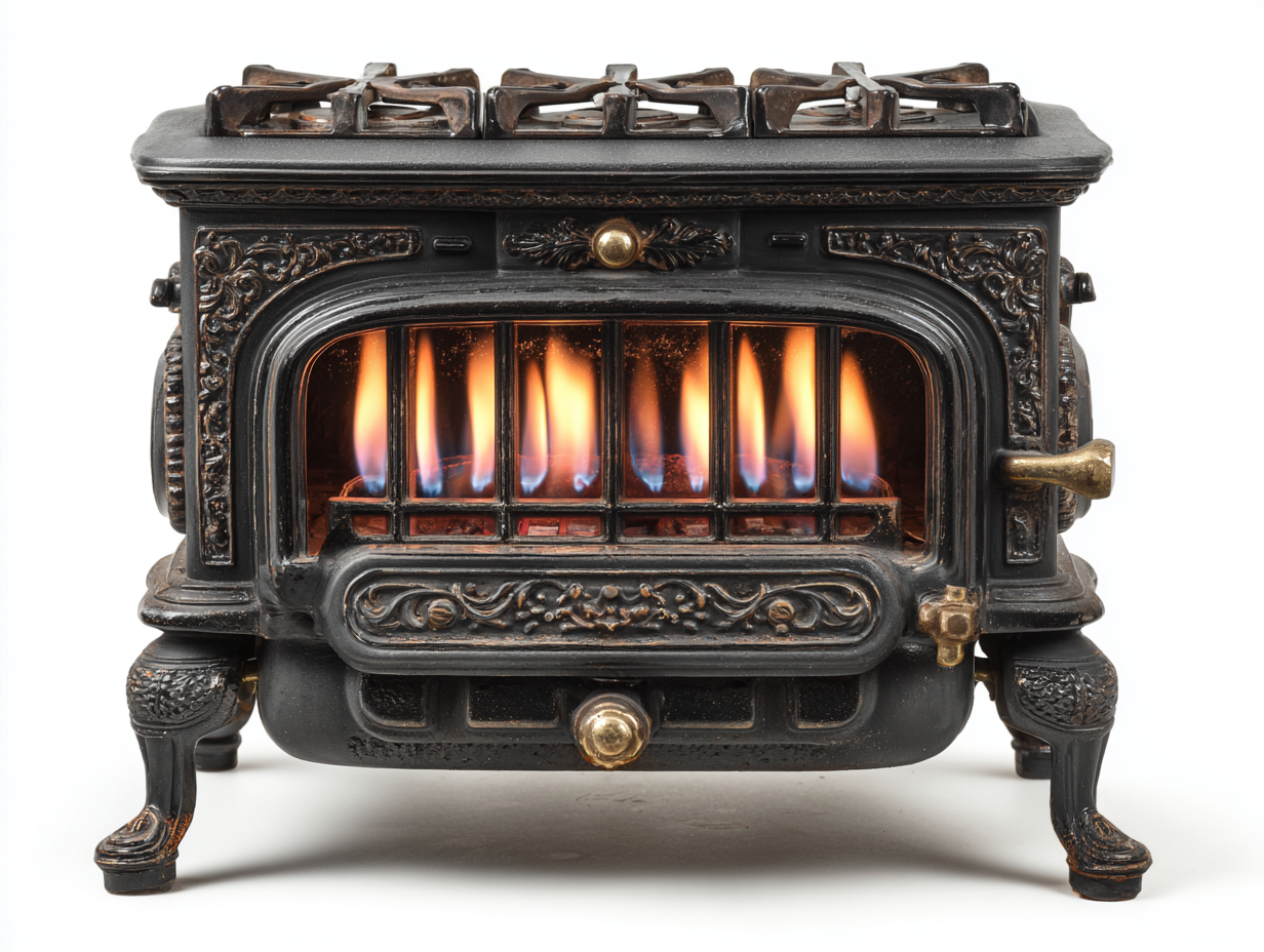 Chimeneas eléctricas estilo vintage 60x35x45 cm - negro-dorado - efecto llama realista-Cocoroliving