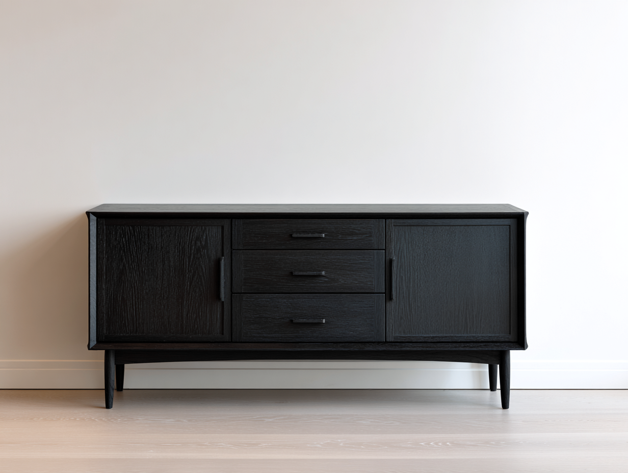 Mueble recibidor madera 160x40x75 cm negro para entrada - diseño moderno-Cocoroliving