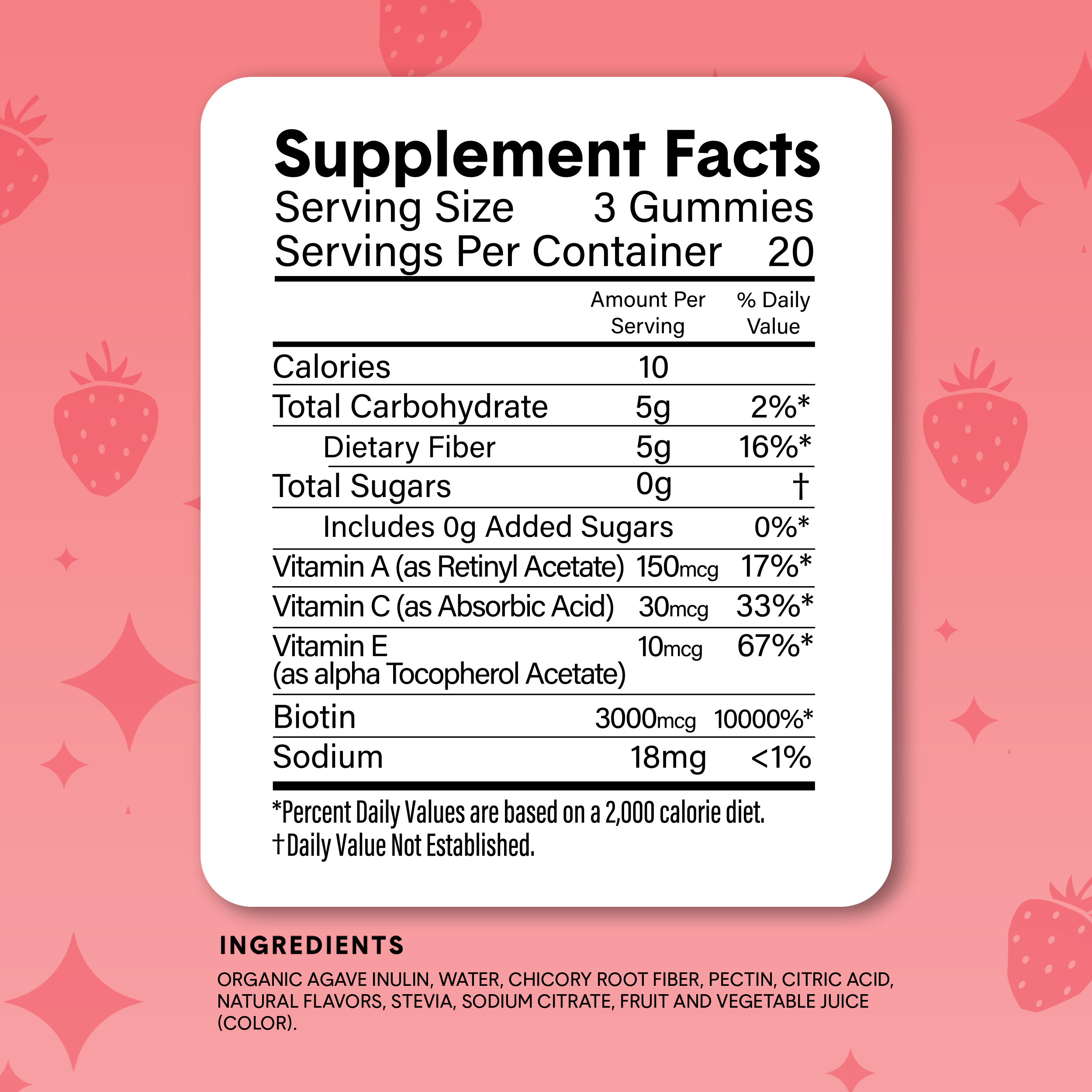 SUPERFIBER + Beauty Gummies supplement facts panel