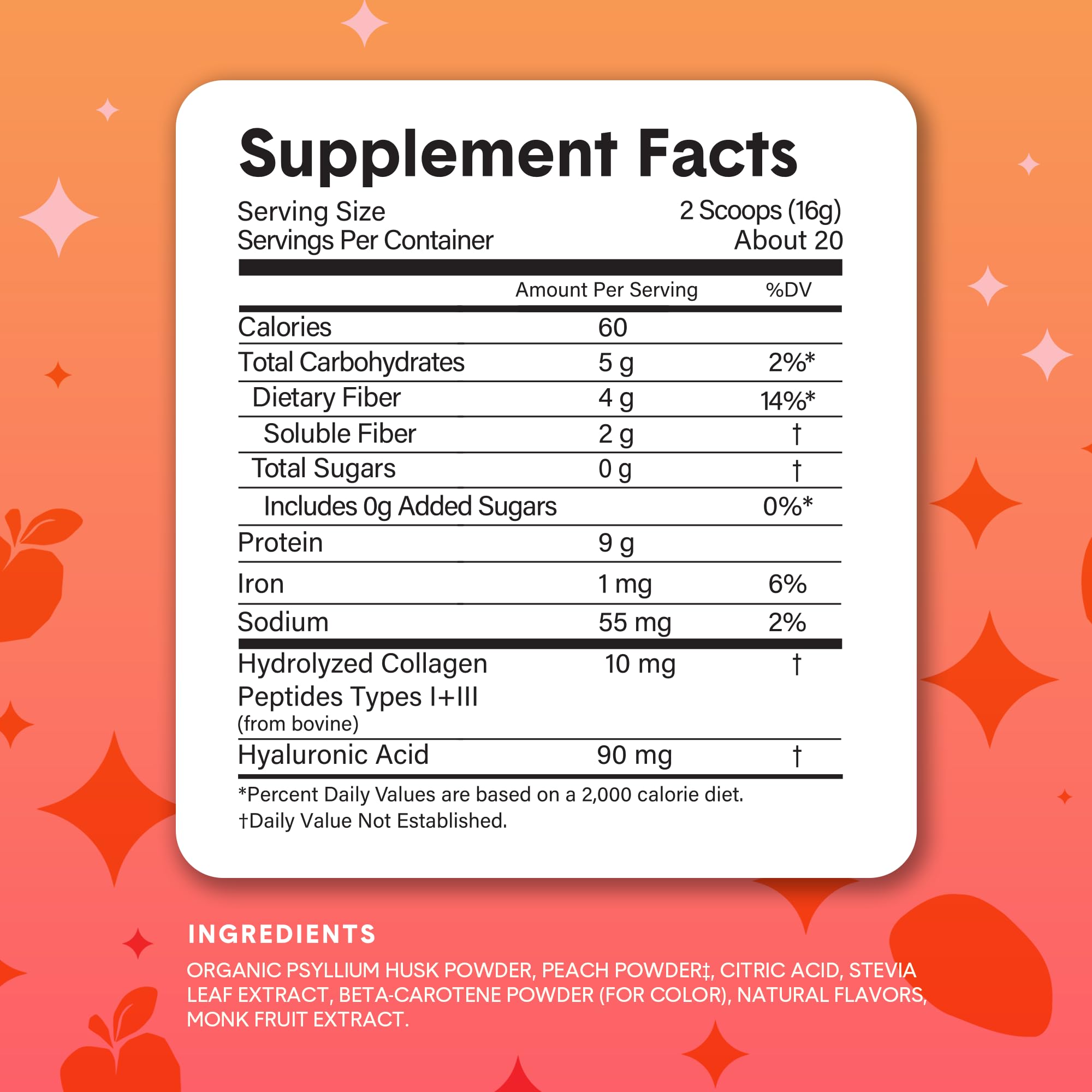 SUPERFIBER + Collagen supplement facts panel