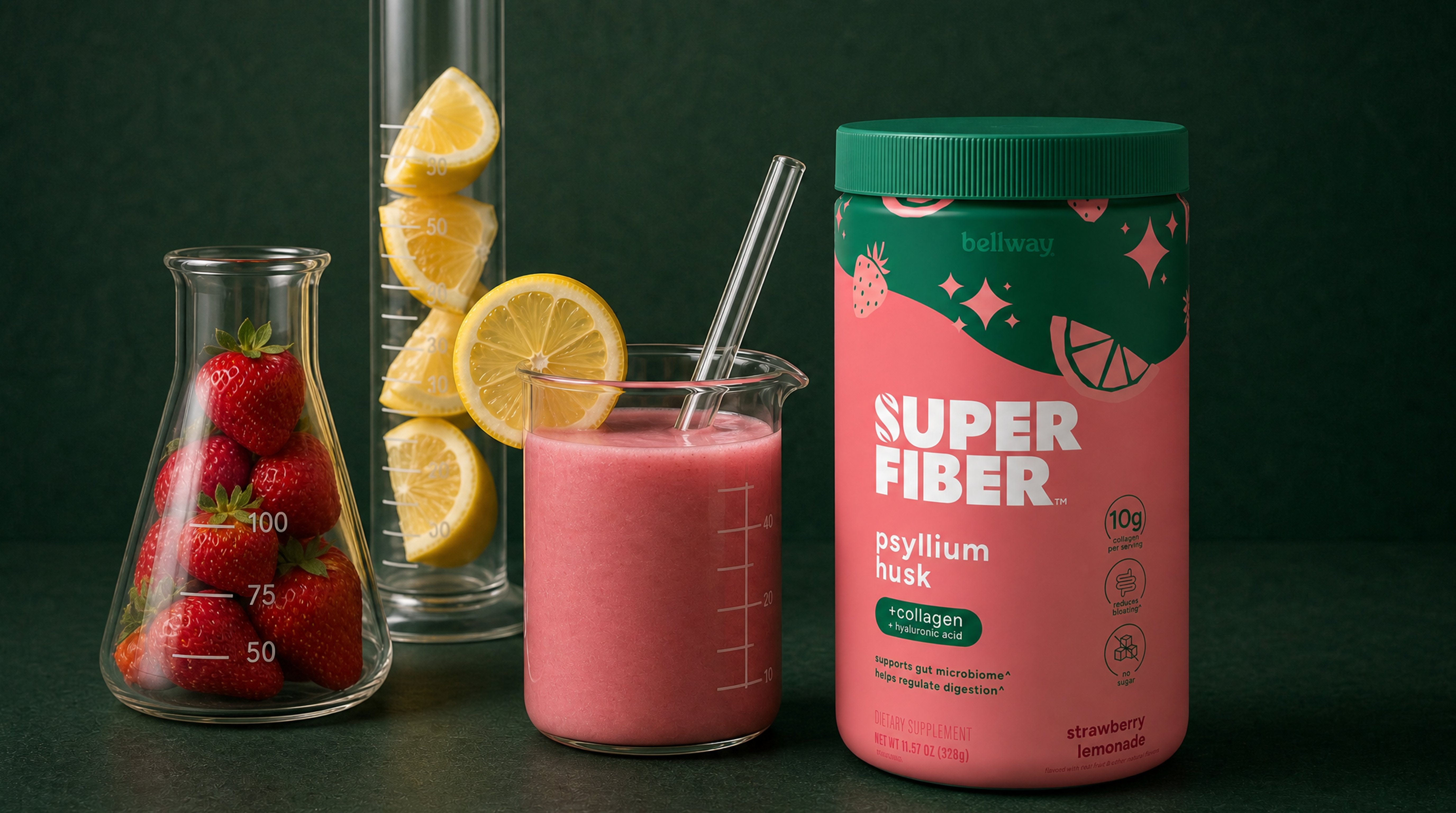 A frother lifted from a foaming glass of Super Fiber + Collagen