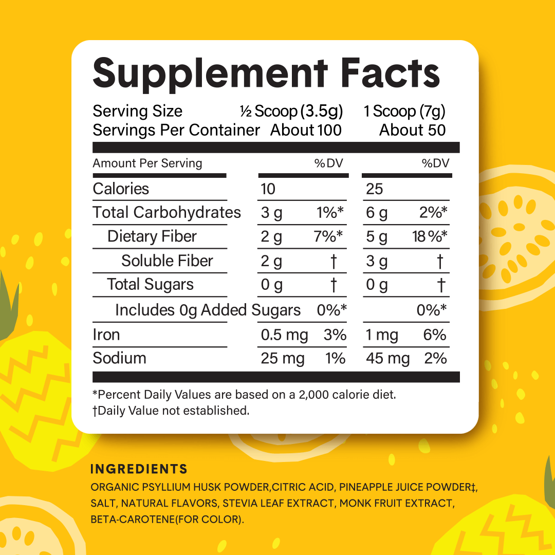 SUPERFIBER + Fruit supplement facts panel