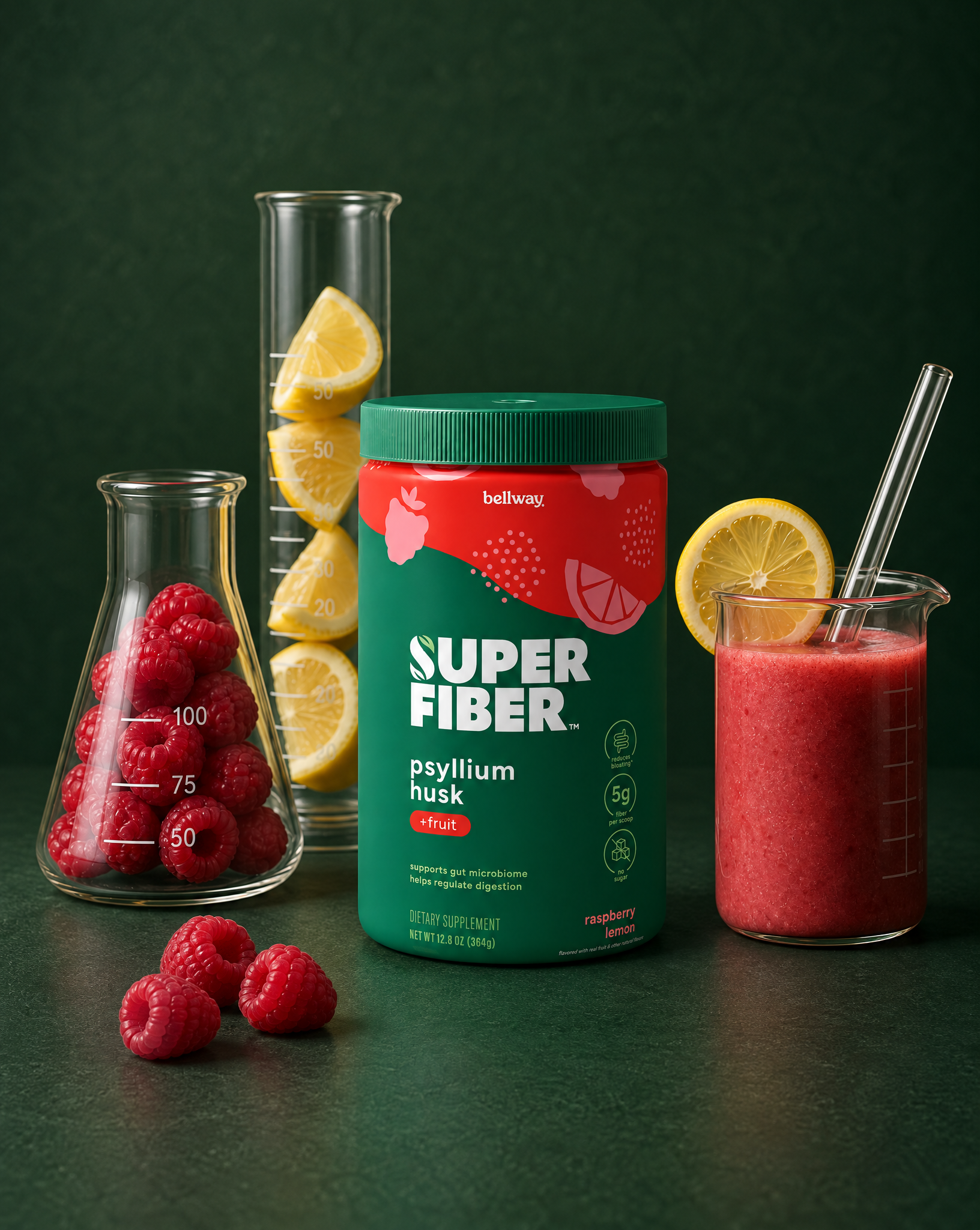 SUPERFIBER + Fruit mixed berry tubs among fresh strawberries, raspberries and blueberries
