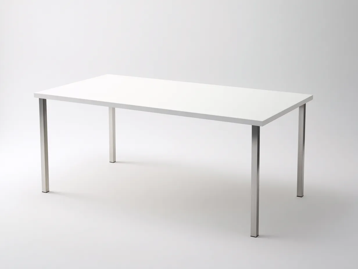 Esstisch Weiß Metall 190x90x75 cm - silberne Beine - moderner Dining Tisch-Socoradwell