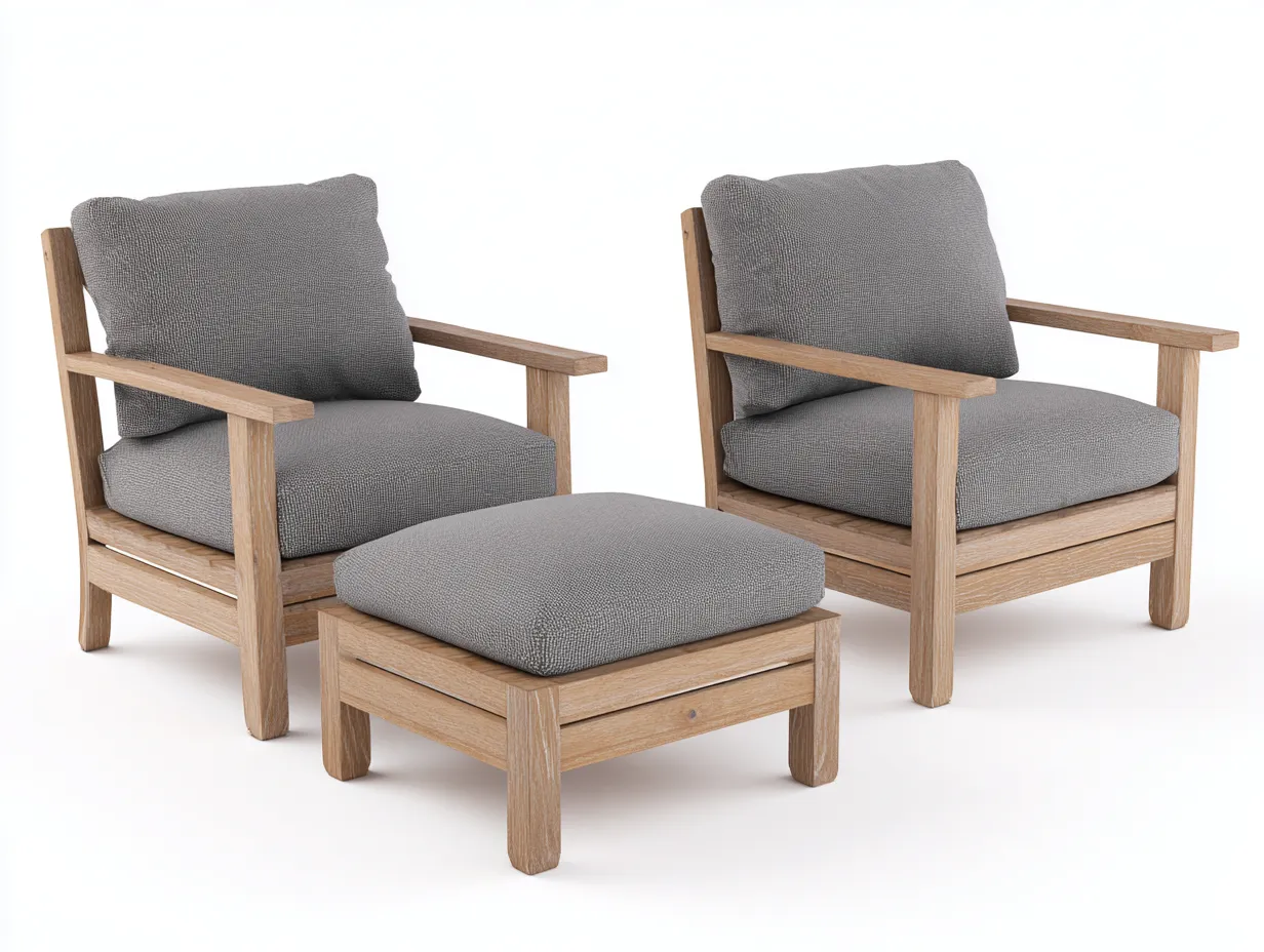 Loungesessel-Set Holz 210x160x78 cm - grau und holzfarben - geradlinig für Außenbereich-Socoradwell