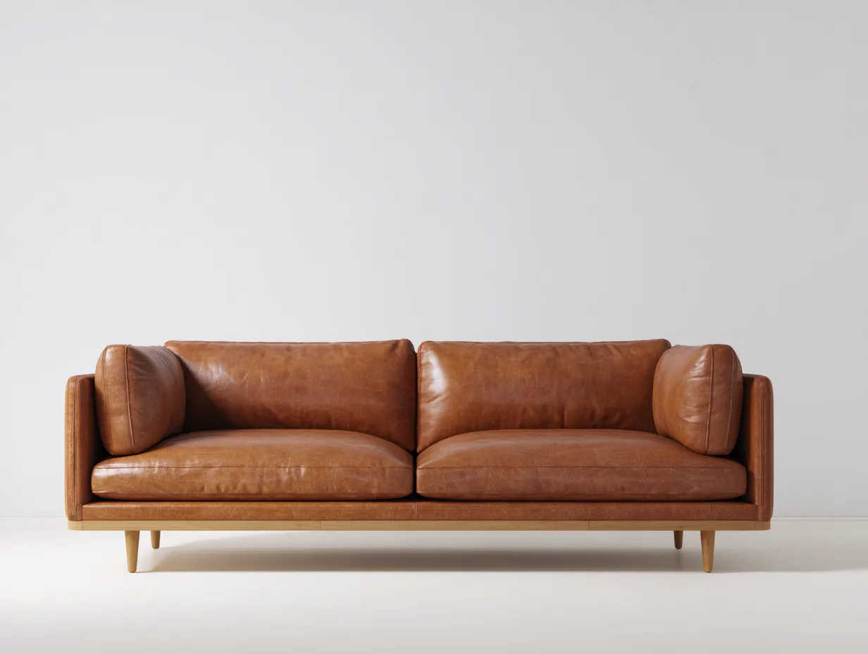 Dreisitzer Sofa 232x90x79 cm - Braun - Lederoptik für das Wohnzimmer mit gerader Linienführung-Socoradwell