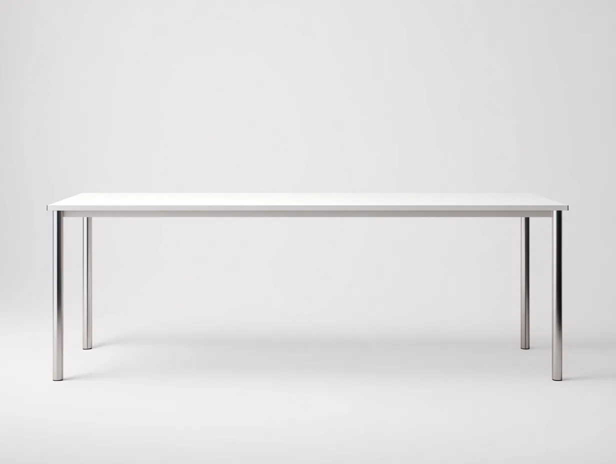Esstisch Weiß Chrom 175x85x75 cm - glänzende Rundbeine - klarer Essbereich-Socoradwell