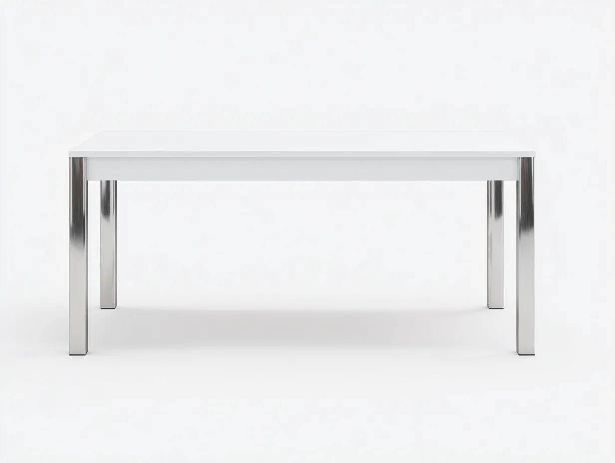 Esstisch Weiß Metall 185x90x75 cm - glänzende Beine - moderner Dining Look-Socoradwell
