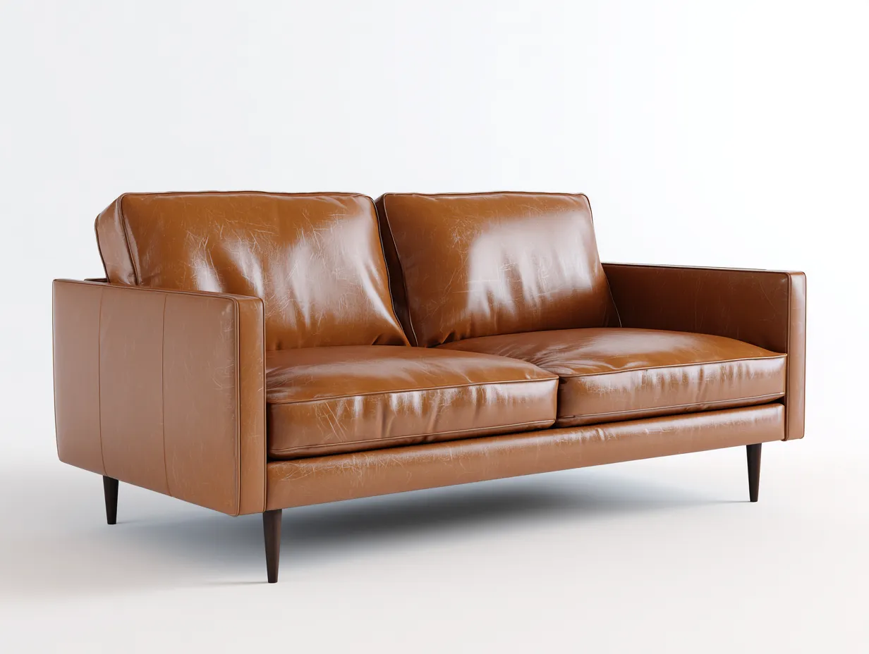 Zweisitzer Sofa 182x85x78 cm - Braun und Schwarz - Lederoptik für klassisches Wohnzimmer-Socoradwell
