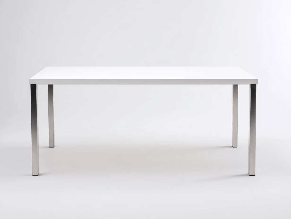 Esstisch Weiß Edelstahl 180x90x75 cm - rechteckig - minimalistischer Speisetisch-Socoradwell