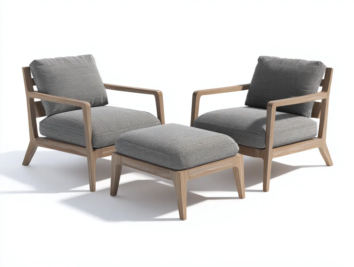 Loungesessel-Set Holz 218x166x76 cm - dunkelgrau und holzfarben - ausgestellter Rahmen für Außenbereich-Socoradwell