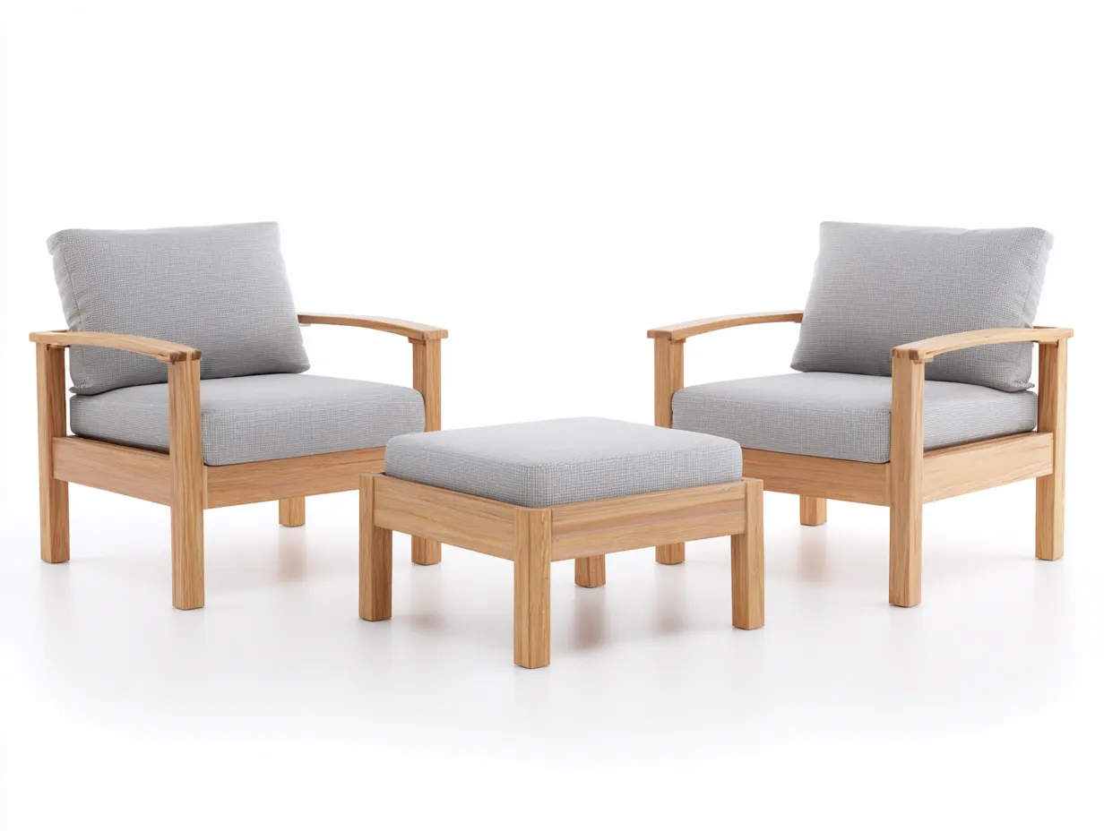 Loungesessel-Set Holz 205x155x75 cm - hellgrau und holzfarben - minimalistisch für Außenbereich-Socoradwell
