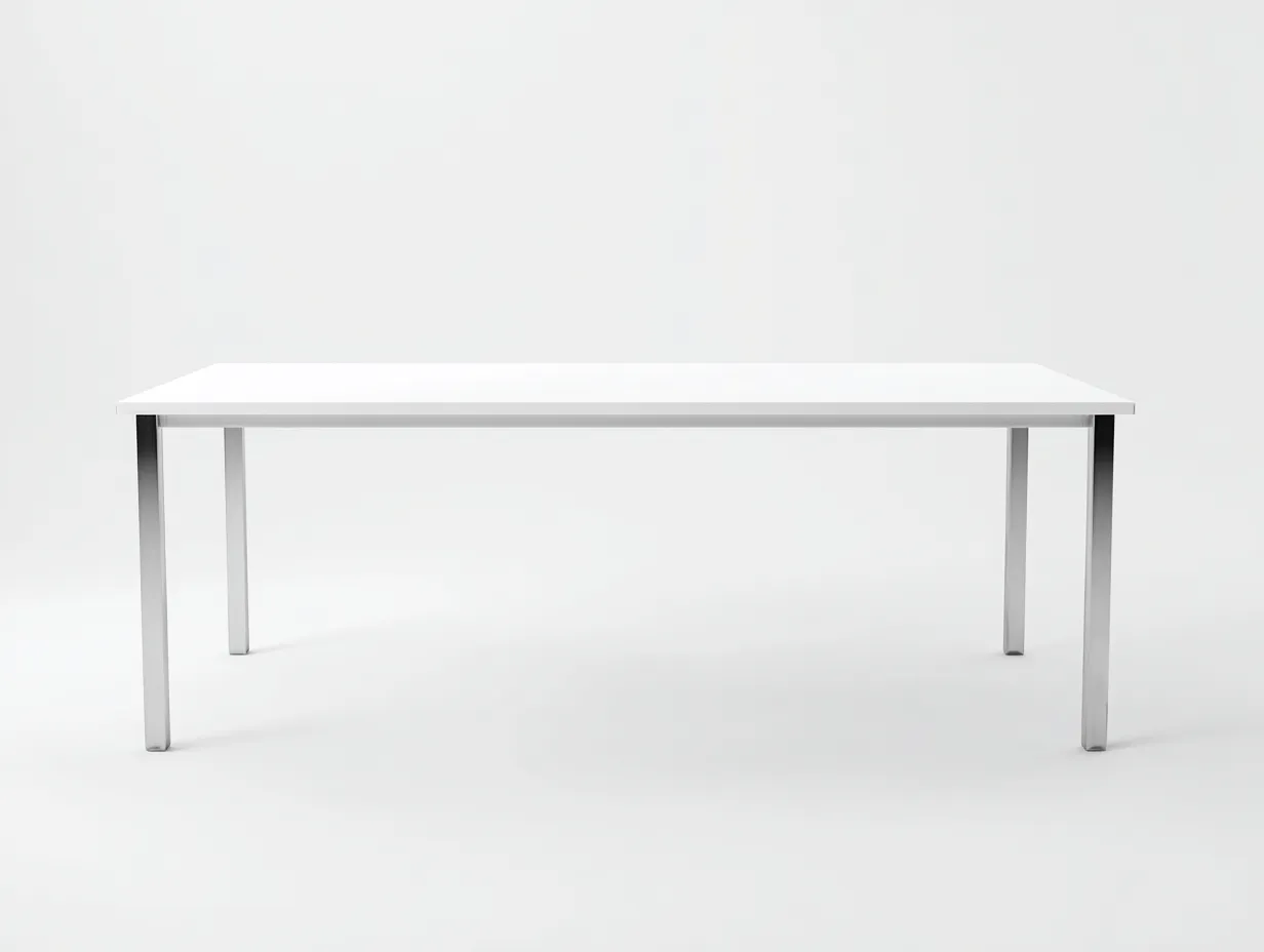 Esstisch Weiß Edelstahl 180x90x75 cm - rechteckig - minimalistischer Esszimmertisch-Socoradwell