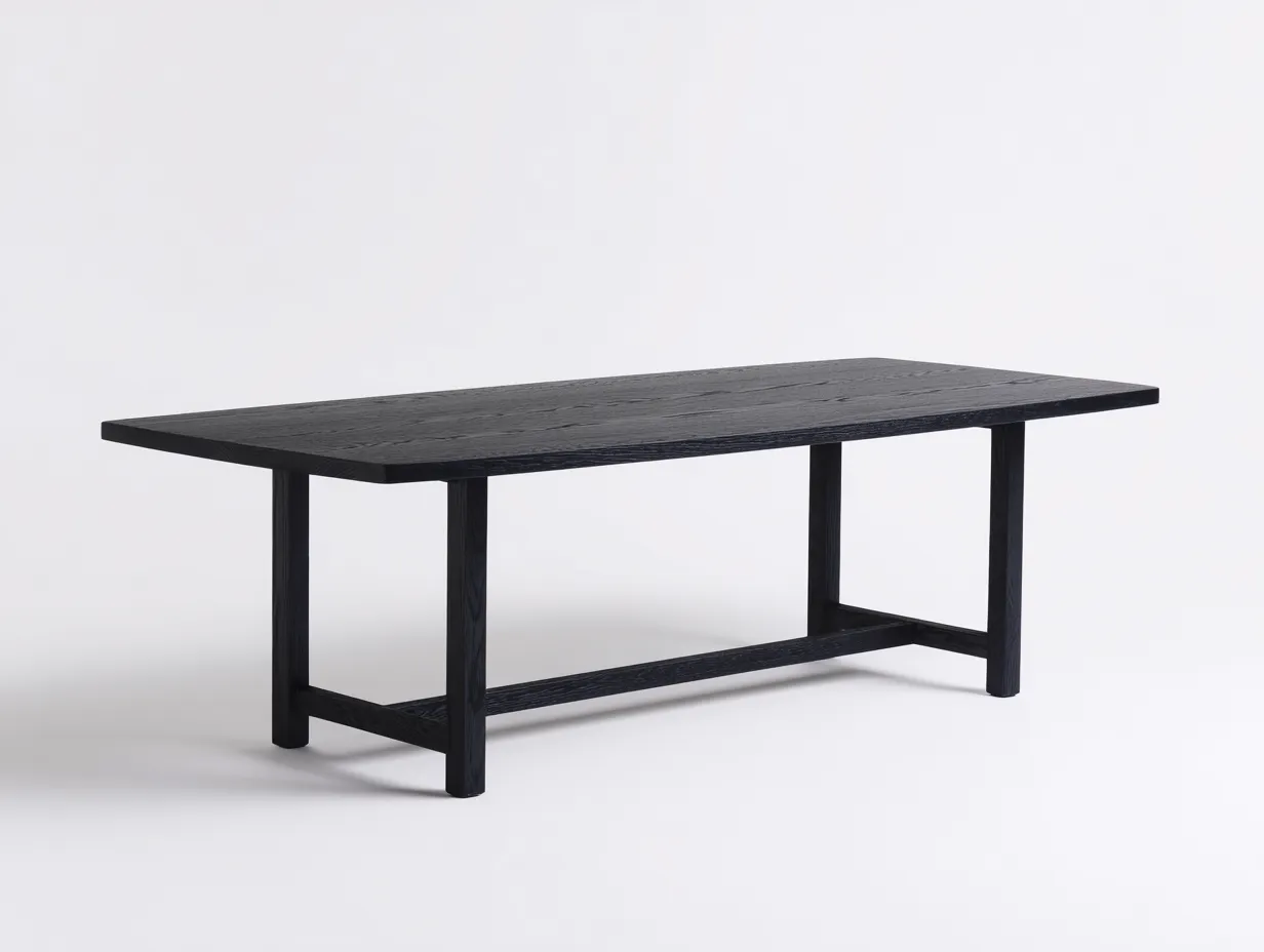 Esstisch Tiefschwarz Holz 230x98x76 cm - Rahmenfuß - großzügiger Speisetisch-Socoradwell