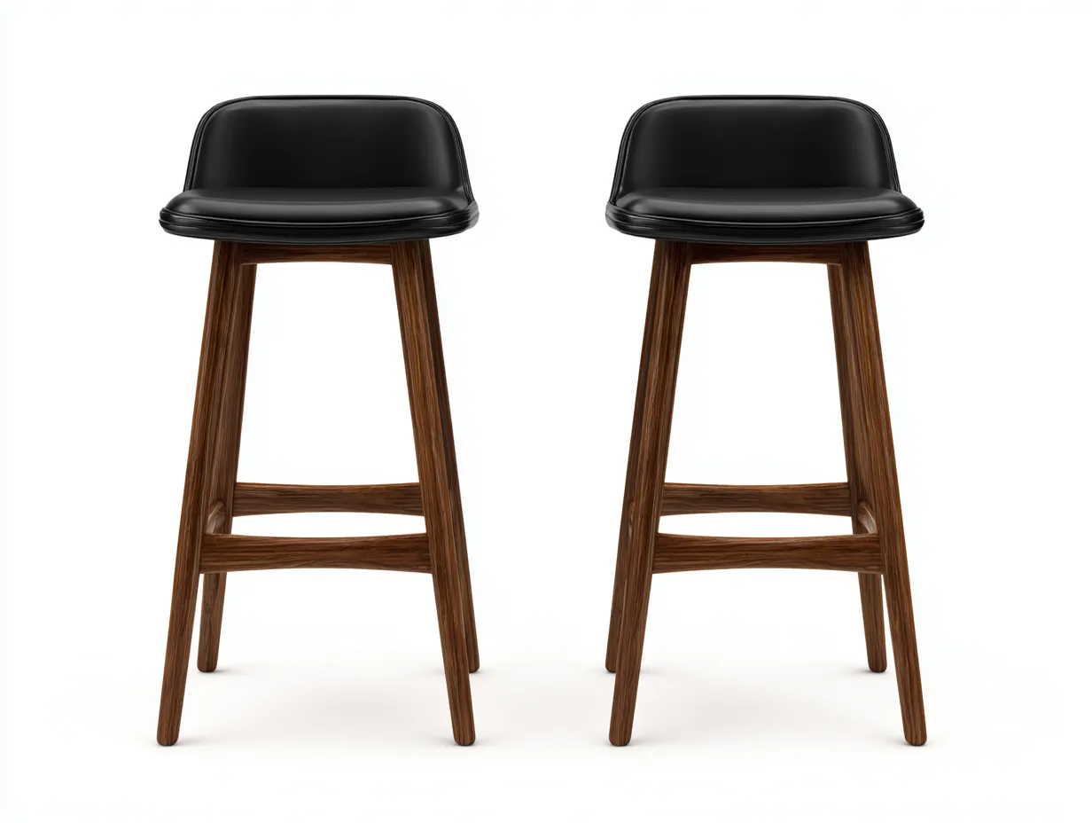Taburetes altos para comedor 46x50x101 cm - asiento negro y estructura en nogal - diseño elegante para barra de comedor