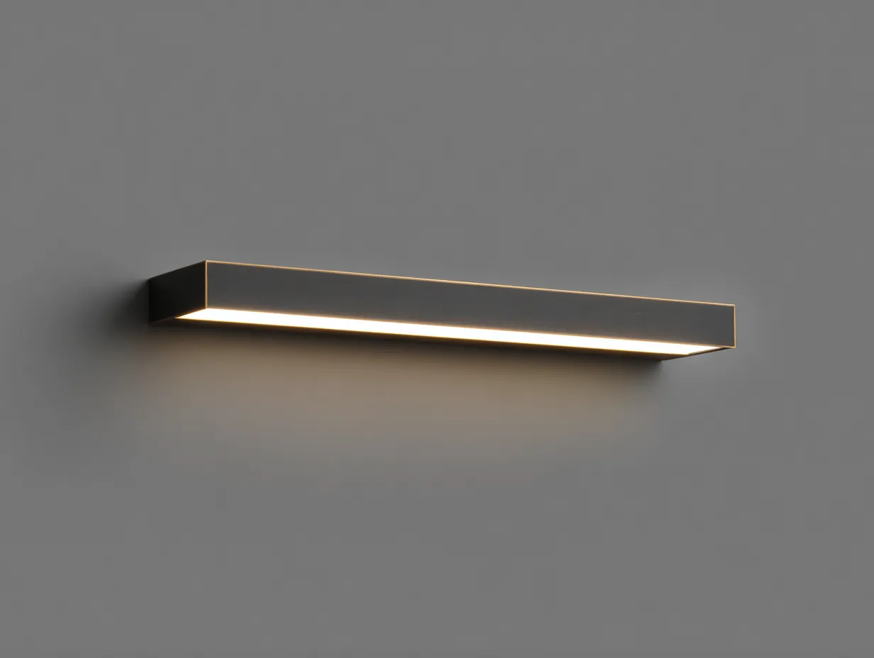 Aplique de pared 78x7x6 cm - negro mate y blanco cálido - para exterior - diseño lineal suspendido con emisión inferior continua y perfil minimalista
