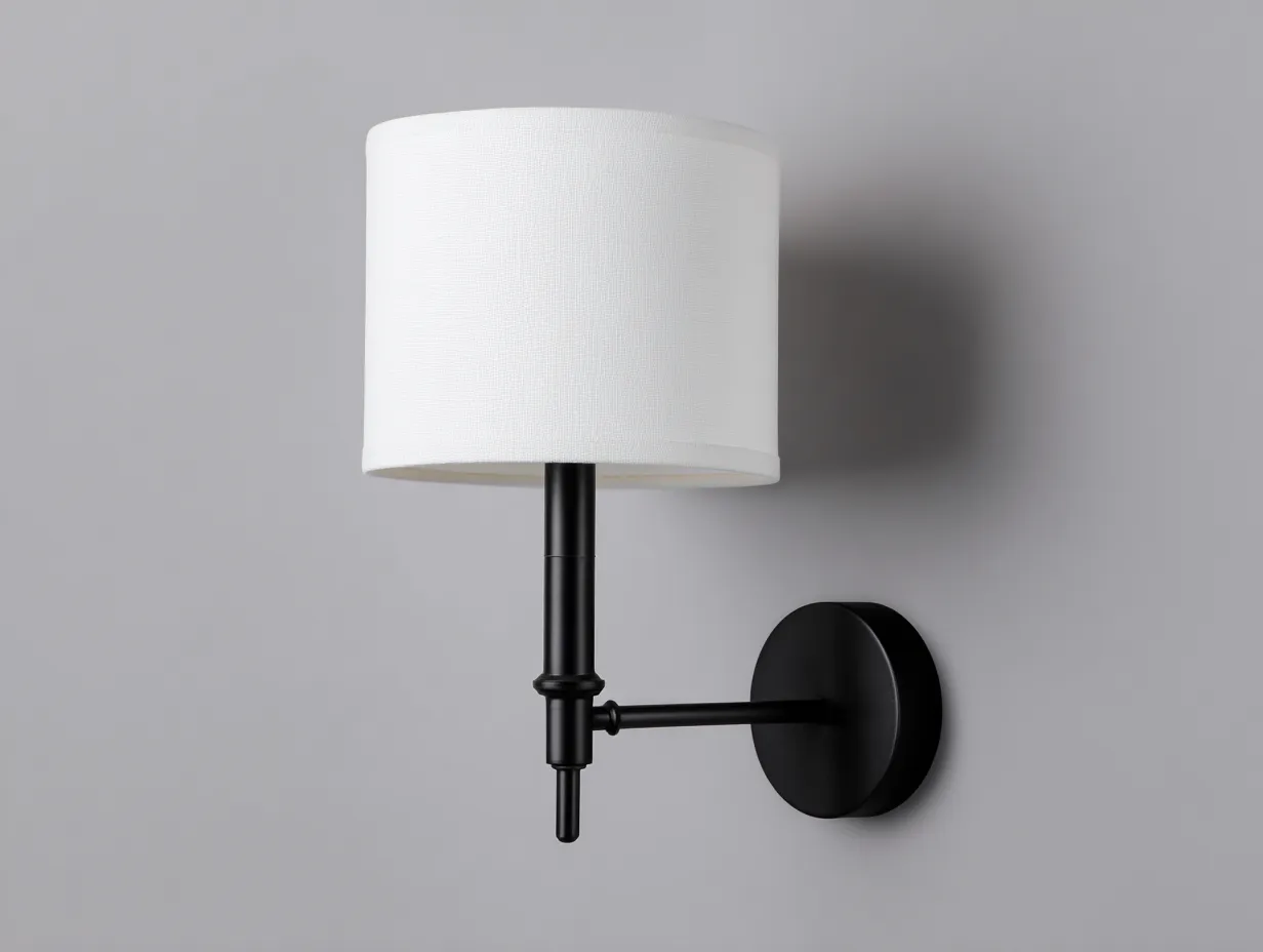 Aplique de pared 20x26x47 cm - negro y blanco nieve - para exterior - diseño lateral con pantalla cilíndrica y brazo horizontal compacto