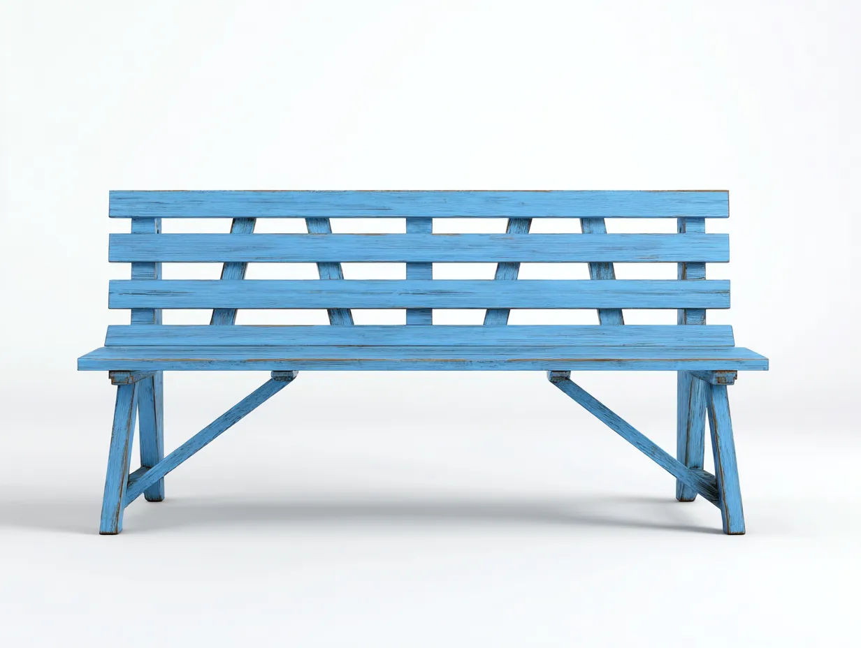 Banco largo con respaldo 150x58x85 cm - madera azul para exterior - estilo rústico funcional