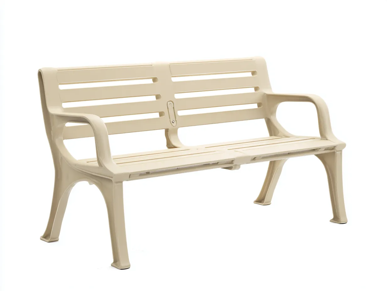 Banco con respaldo 148x58x82 cm - beige - para exterior - diseño funcional de dos plazas