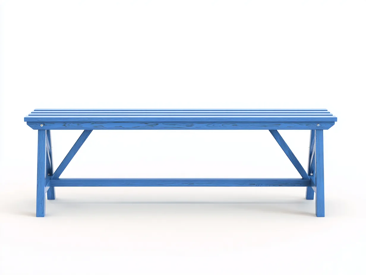 Banco largo 160x38x45 cm - madera azul para exterior - diseño lineal y resistente