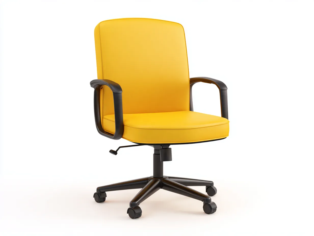 Silla de oficina giratoria - 63x65x101 cm - amarillo y negro - estilo contemporáneo - respaldo alto con reposabrazos curvos y base móvil de cinco ruedas