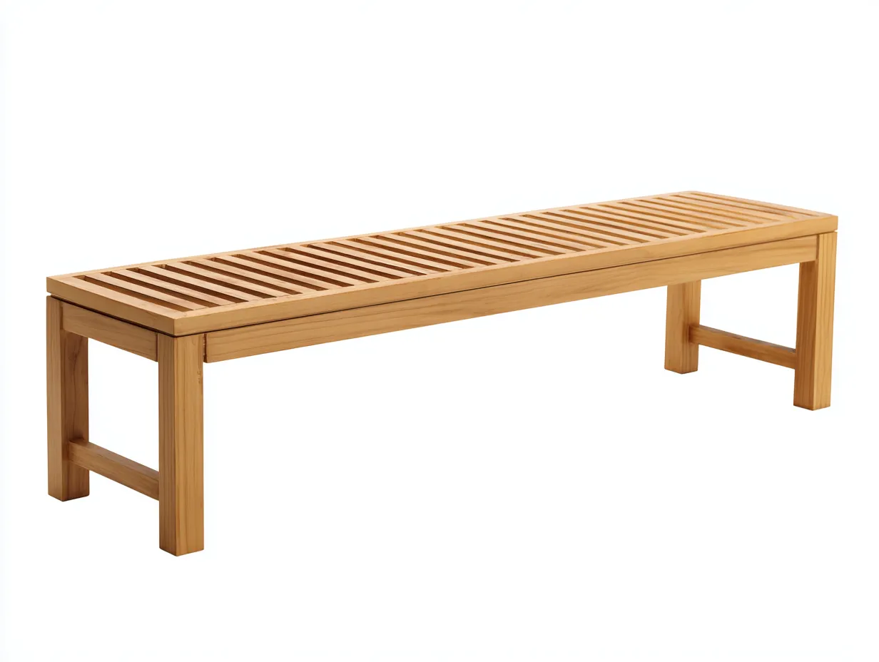Banco 160x35x45 cm - madera maciza - marrón - para exterior - diseño lineal sin respaldo