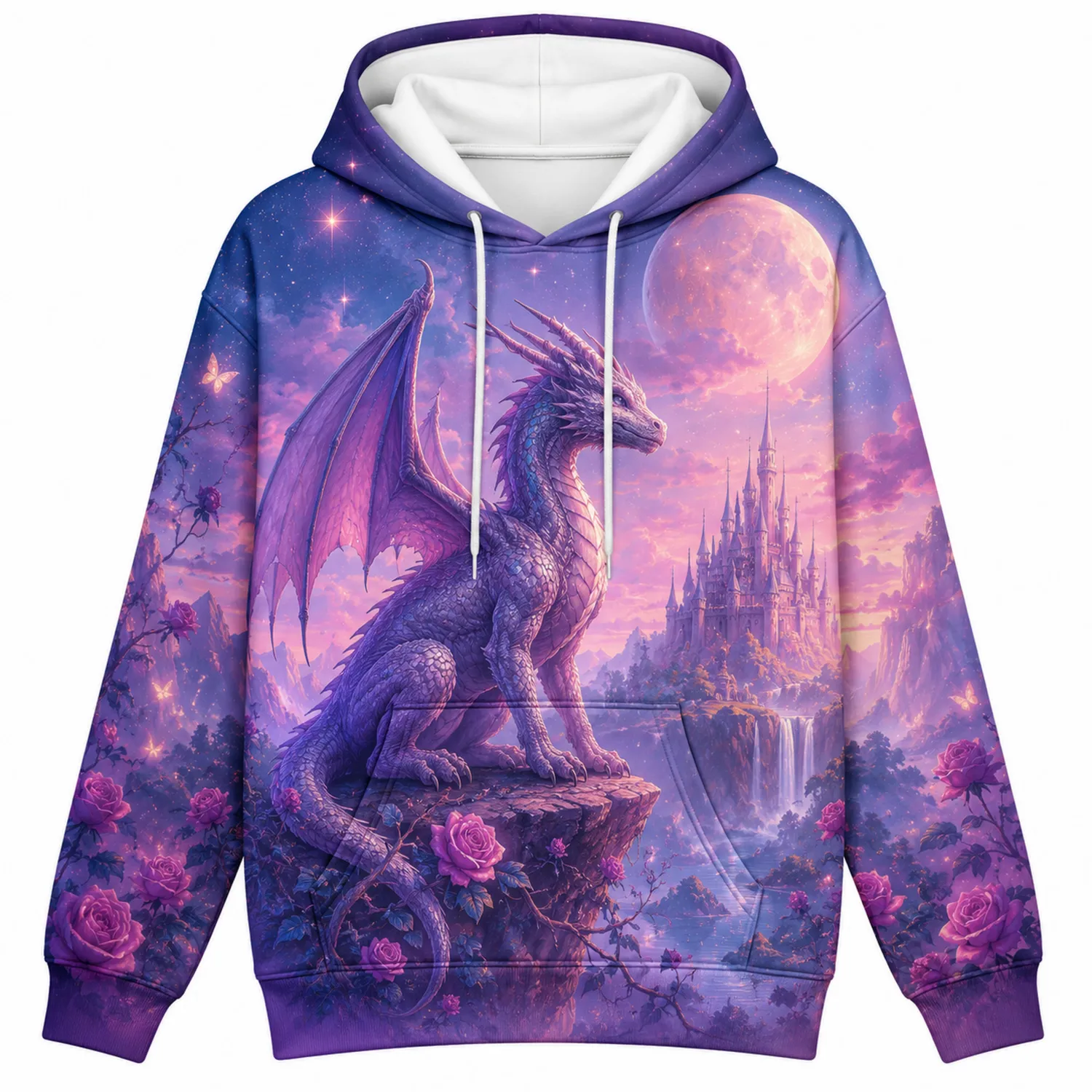 Sweat à Capuche Enfant Dragon Rose Château