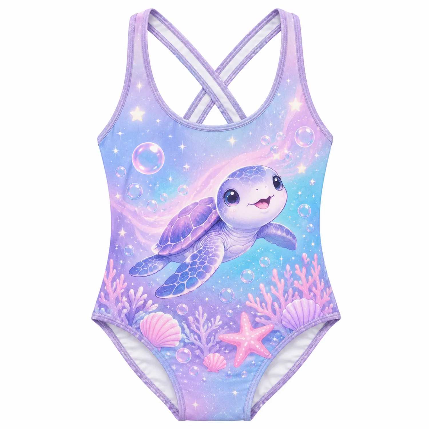 Maillot de Bain Fille Tortue Marine Une Pièce Dos Croisé
