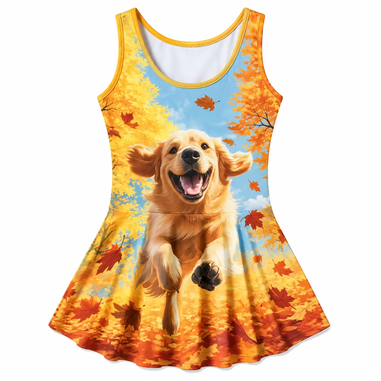 Robe de Bain Fille Golden Retriever Feuilles d'Érable