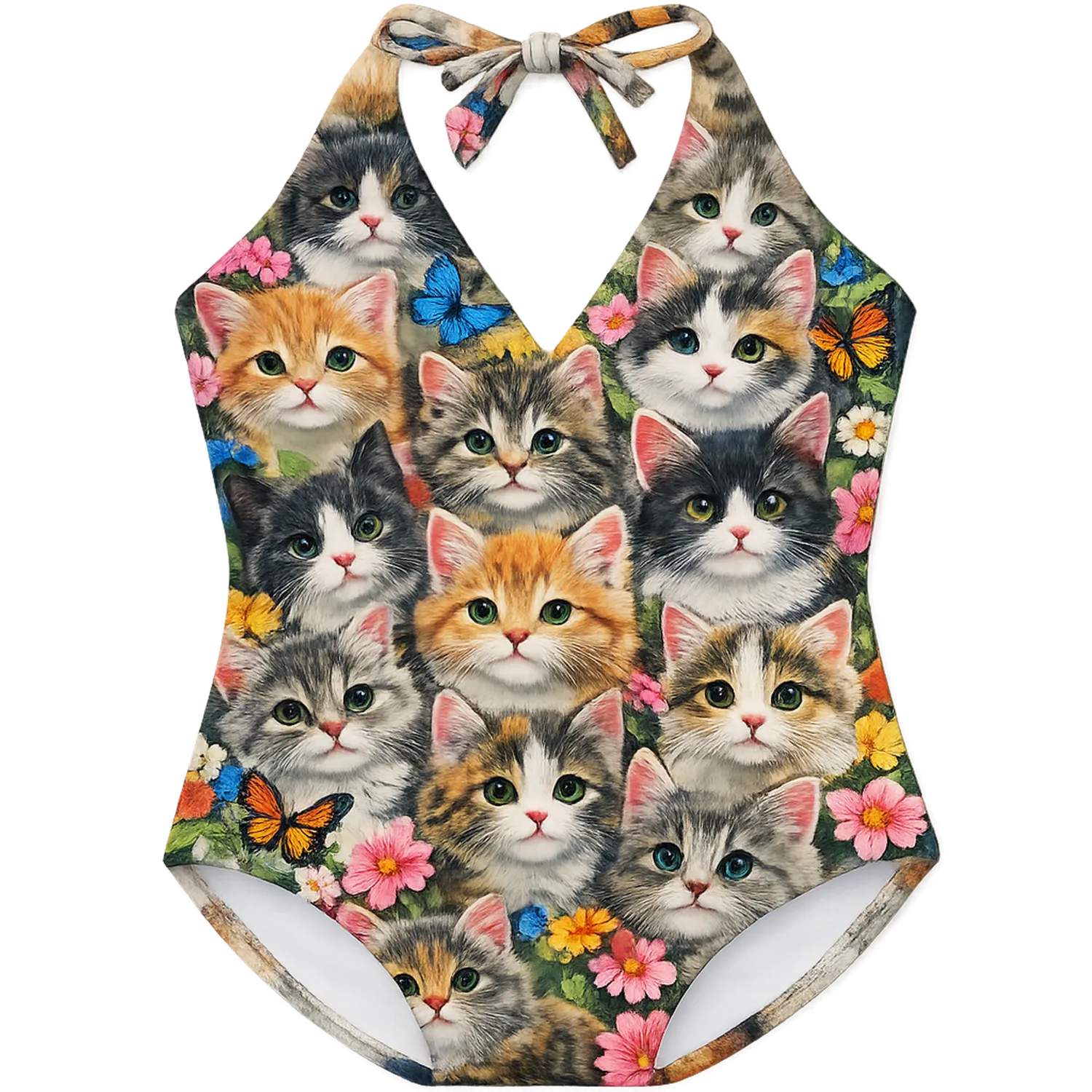 Maillot de Bain Enfant Chat Papillon Fille Une Pièce