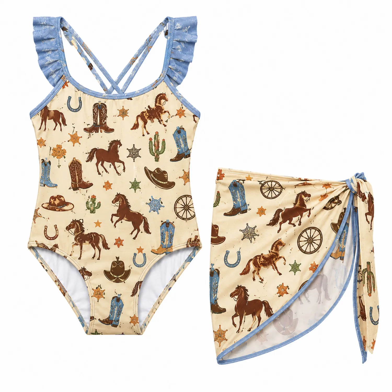 Maillot de Bain Enfant Une Pièce Western Cheval