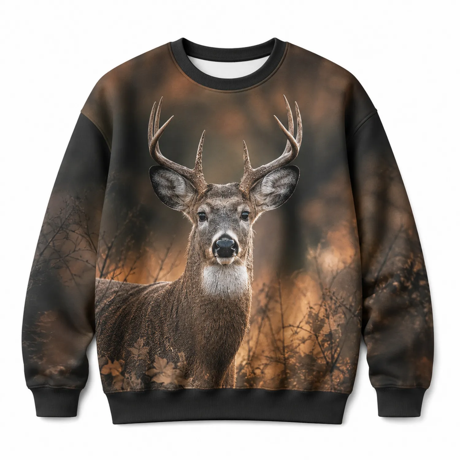 Felpa Unisex Autunnale con Stampa di Cervo