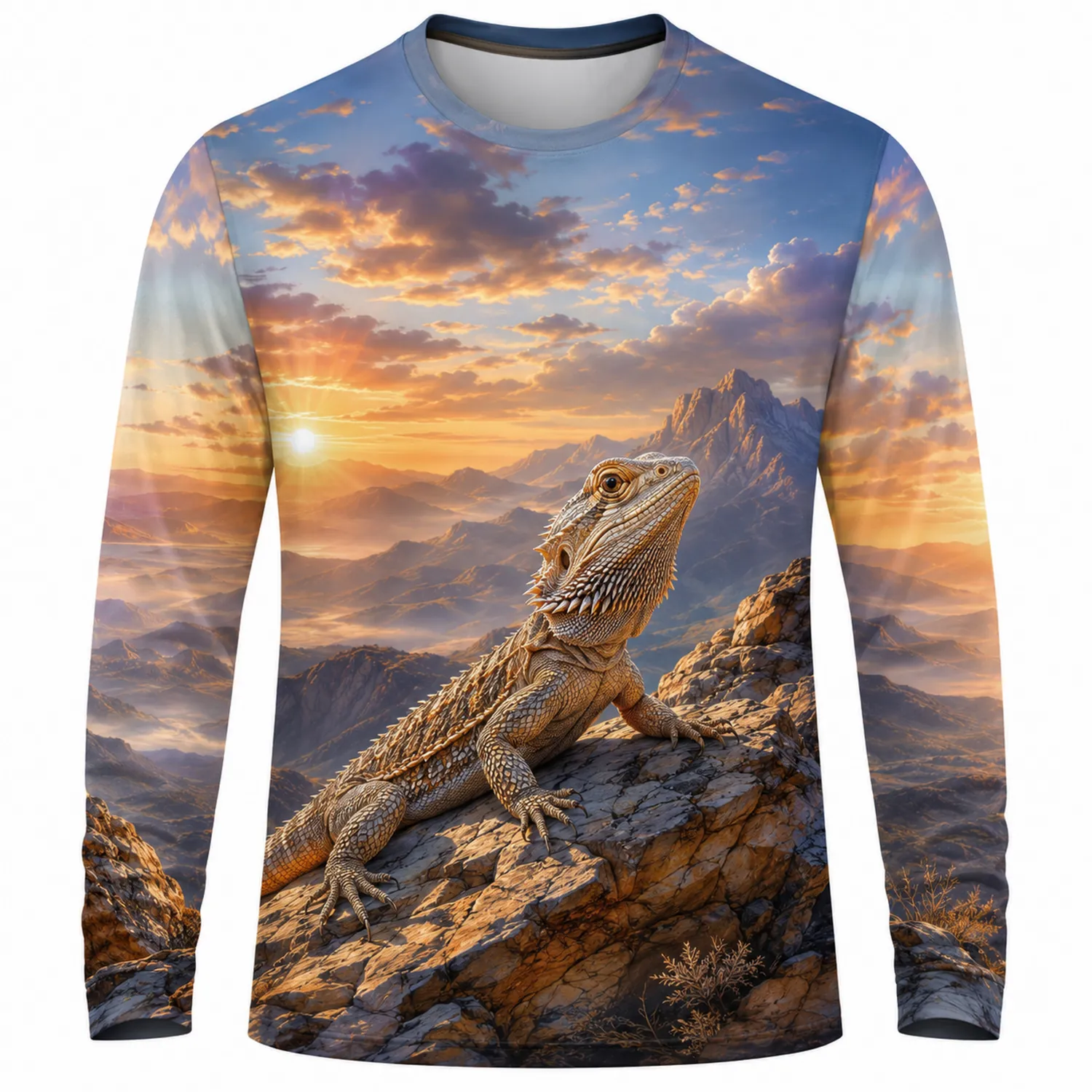 Maglia a Maniche Lunghe con Stampa di Rettili al Tramonto