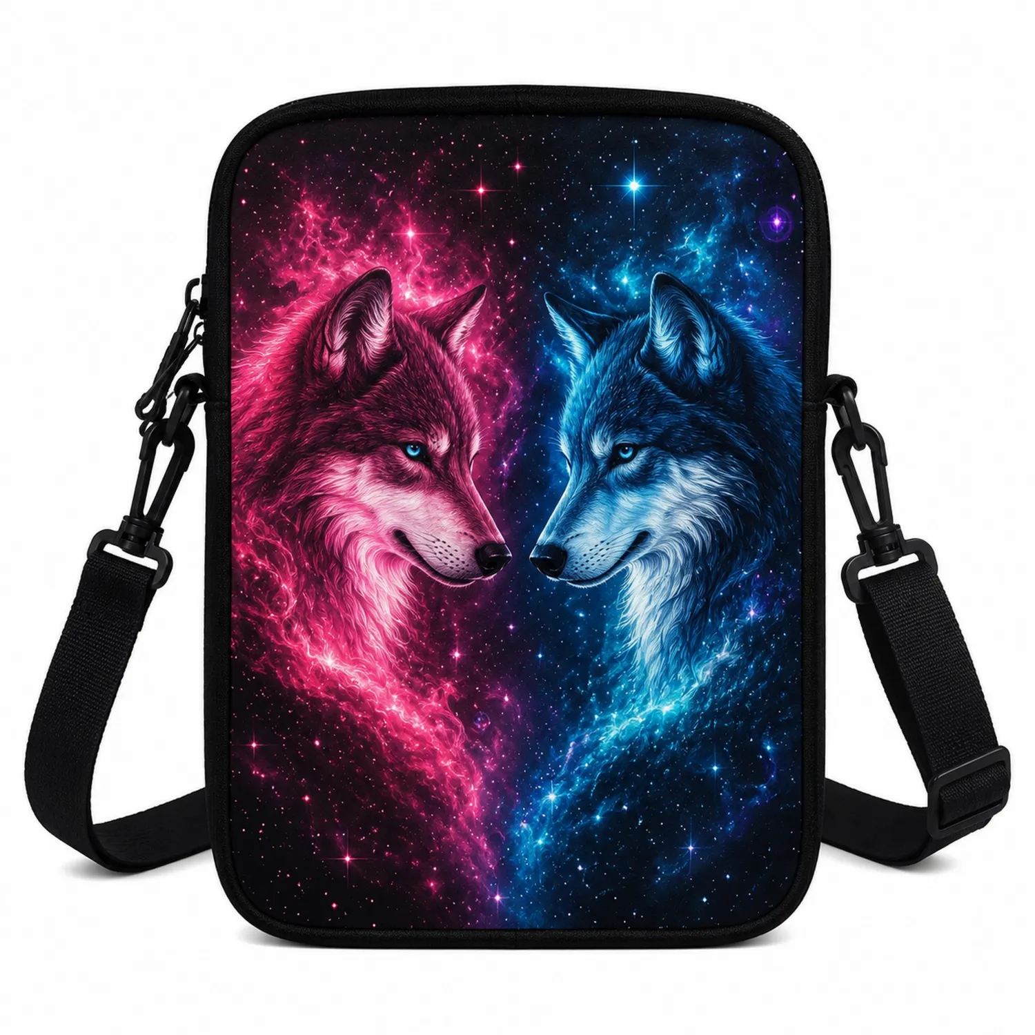 Borsa a Tracolla Lupo Multicolore Galassia