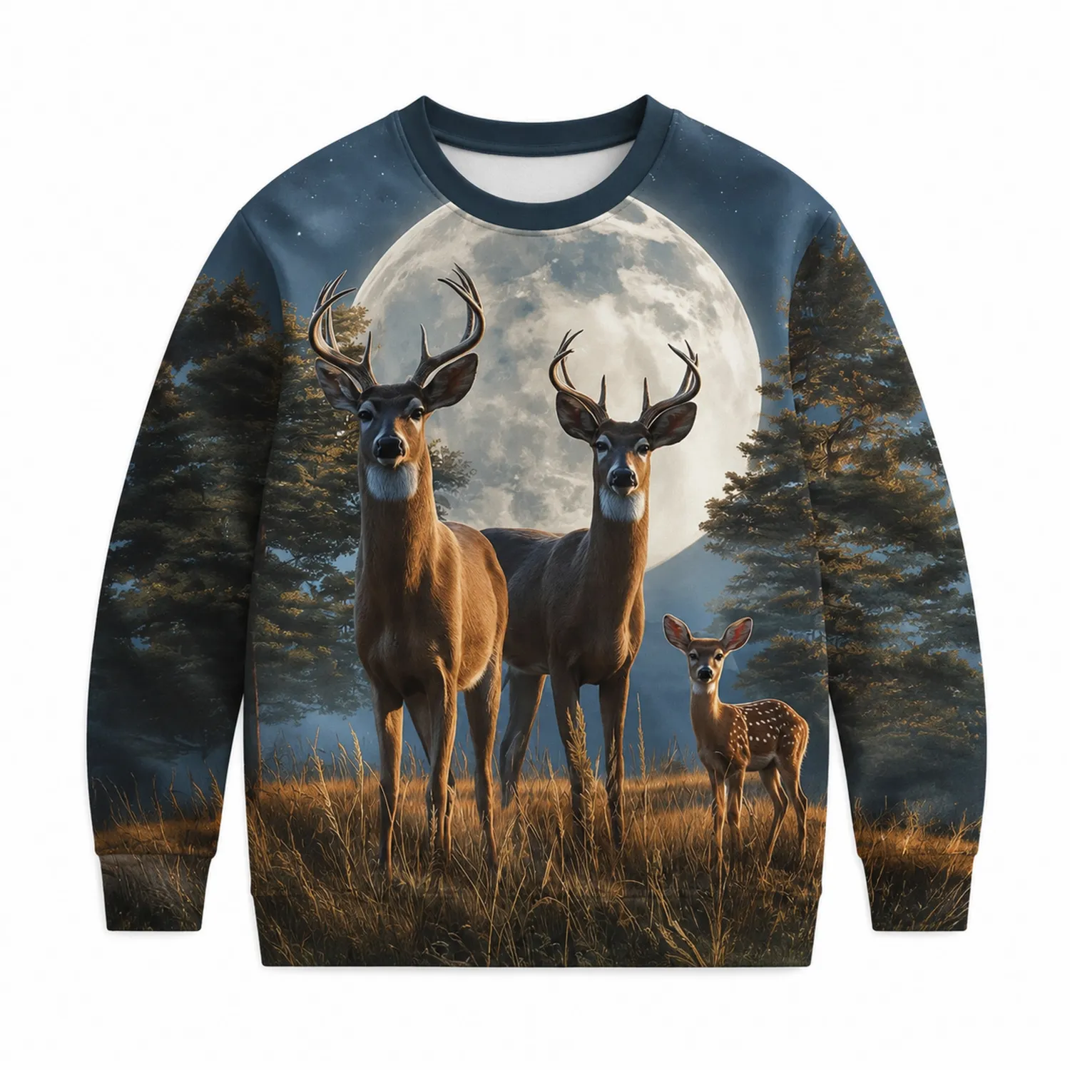 Bluza z nadrukiem jeleni na tle księżyca