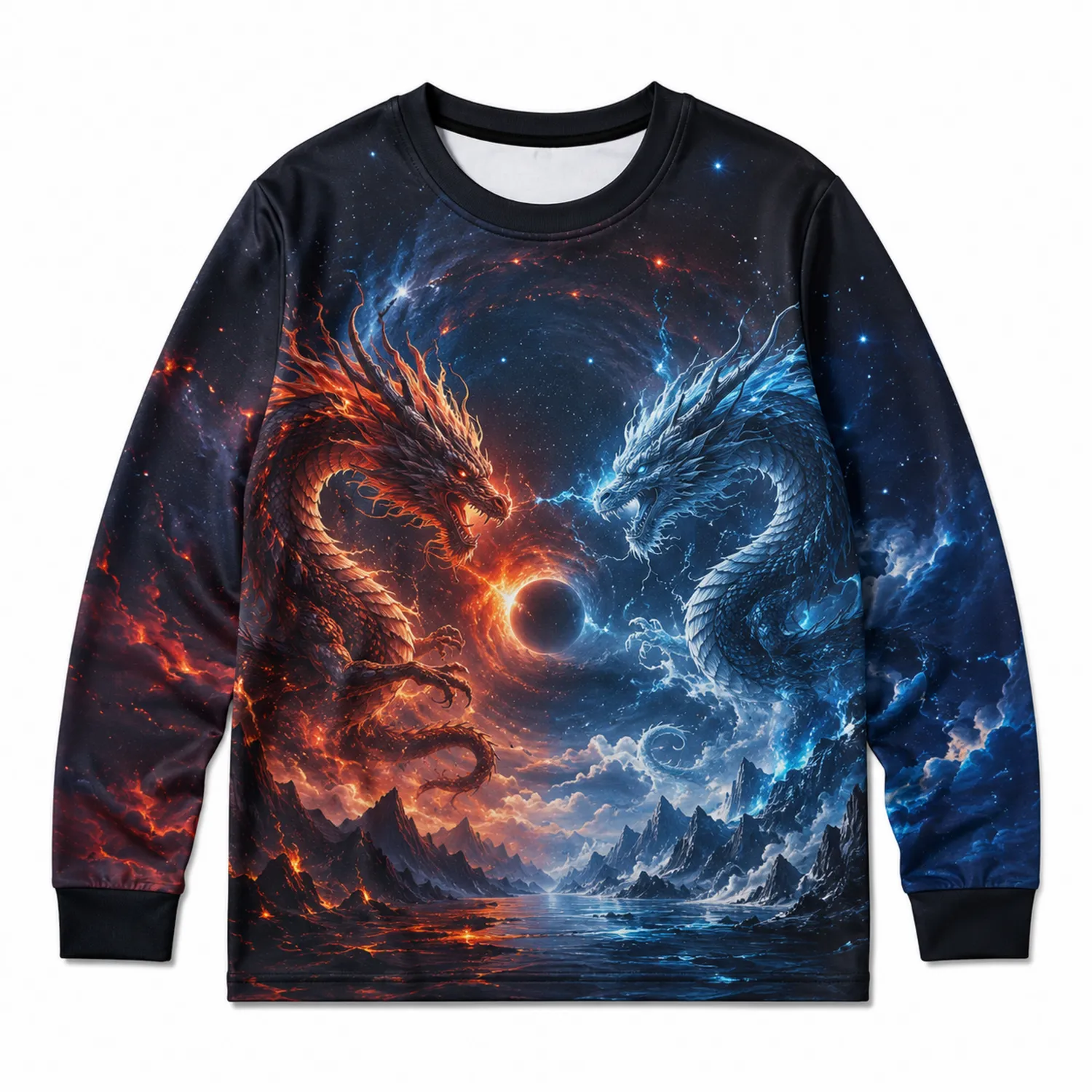 Bluza męska z motywem smoka - ogień i woda