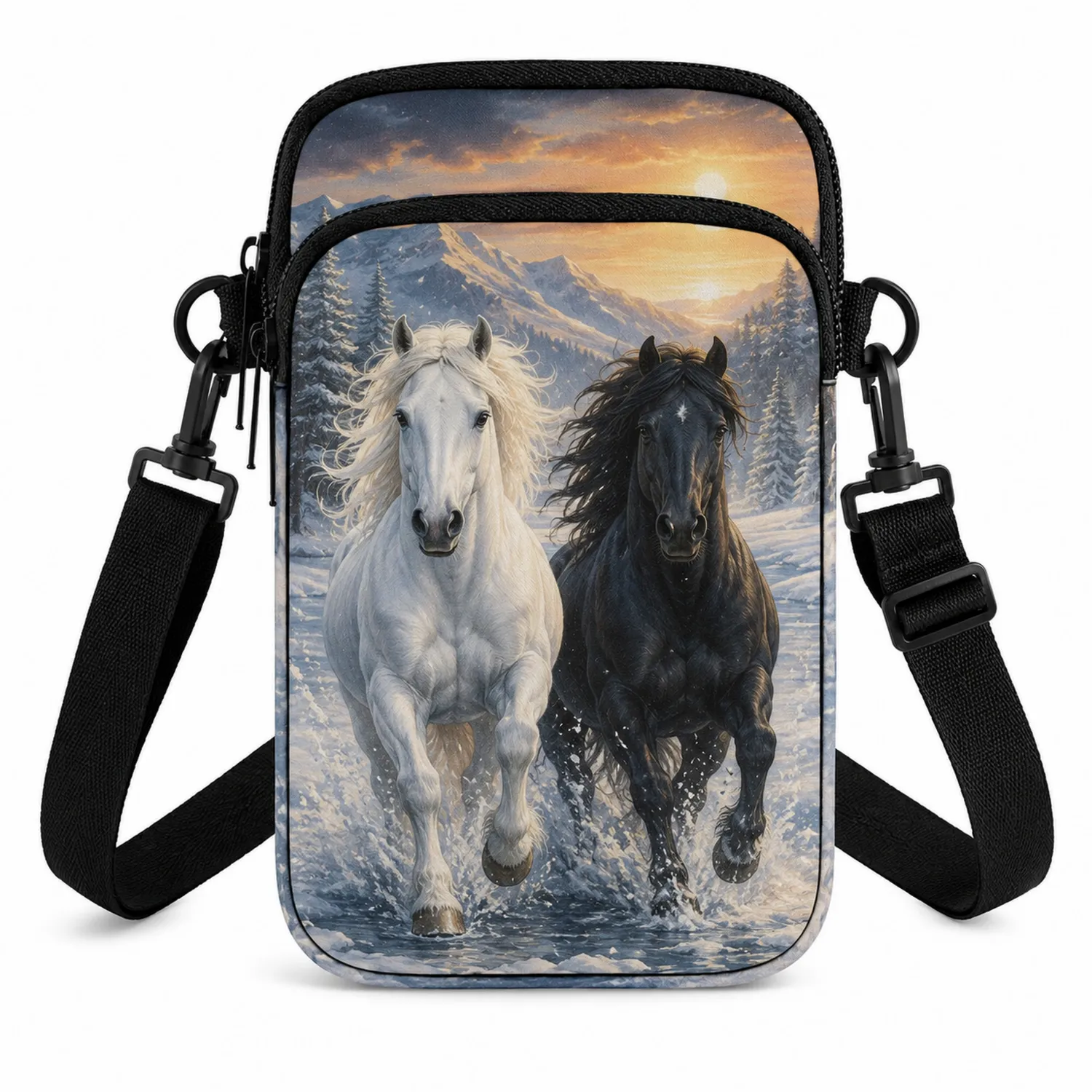 Borsa a Tracolla con Motivo Cavalli in Neve