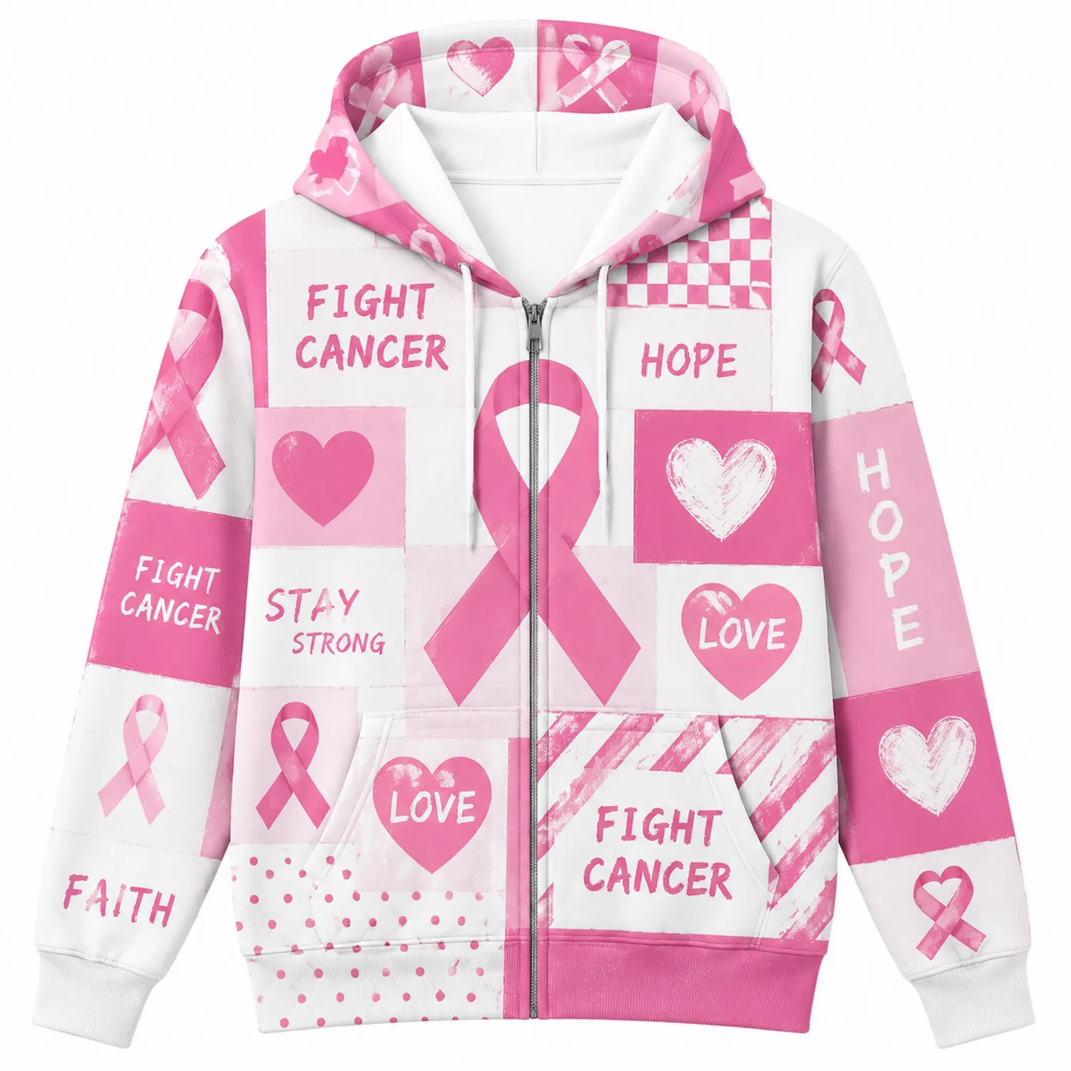 Felpa con Cappuccio Unisex Stampa Nastro Rosa Cuori