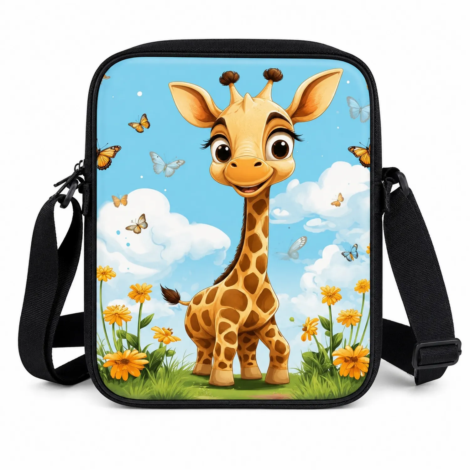 Borsa a Tracolla Bambini Motivo Giraffa Blu e Giallo