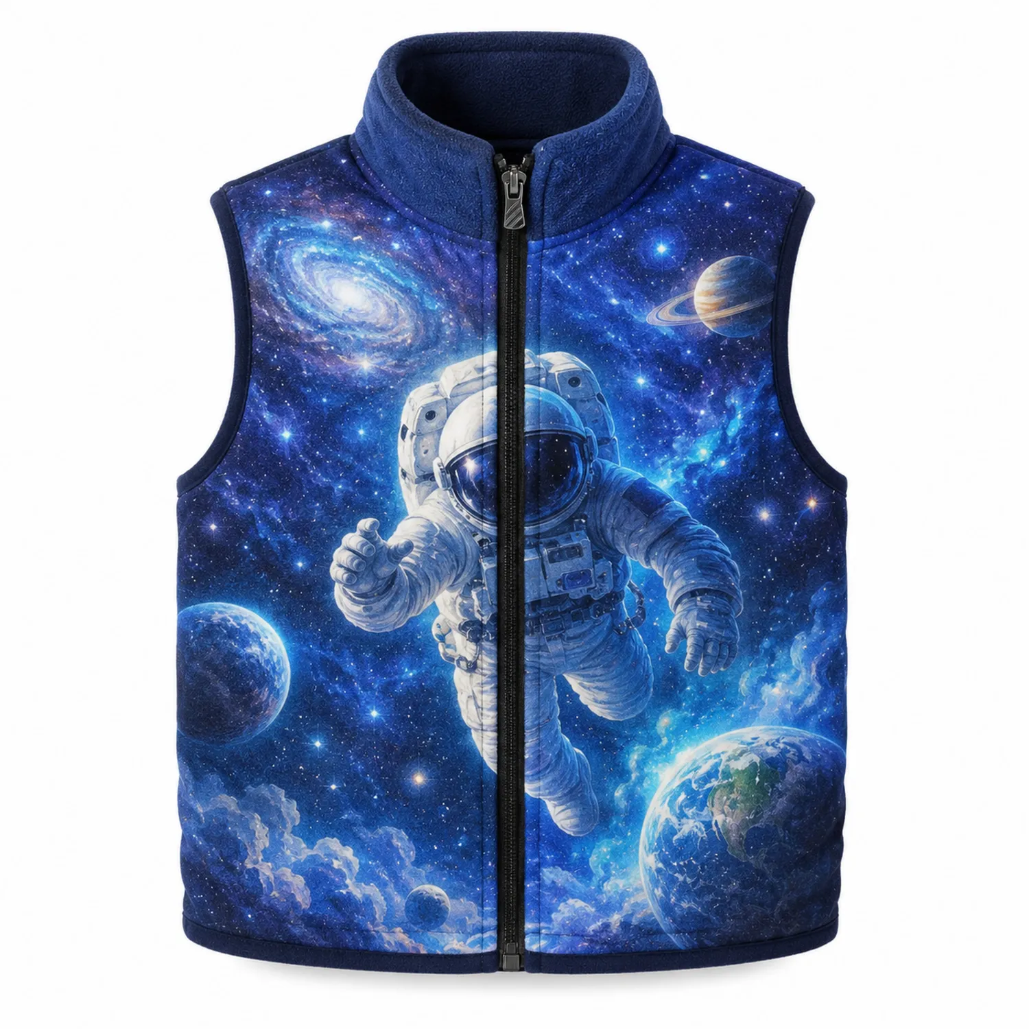 Gilet senza maniche con stampa spaziale astronauta blu